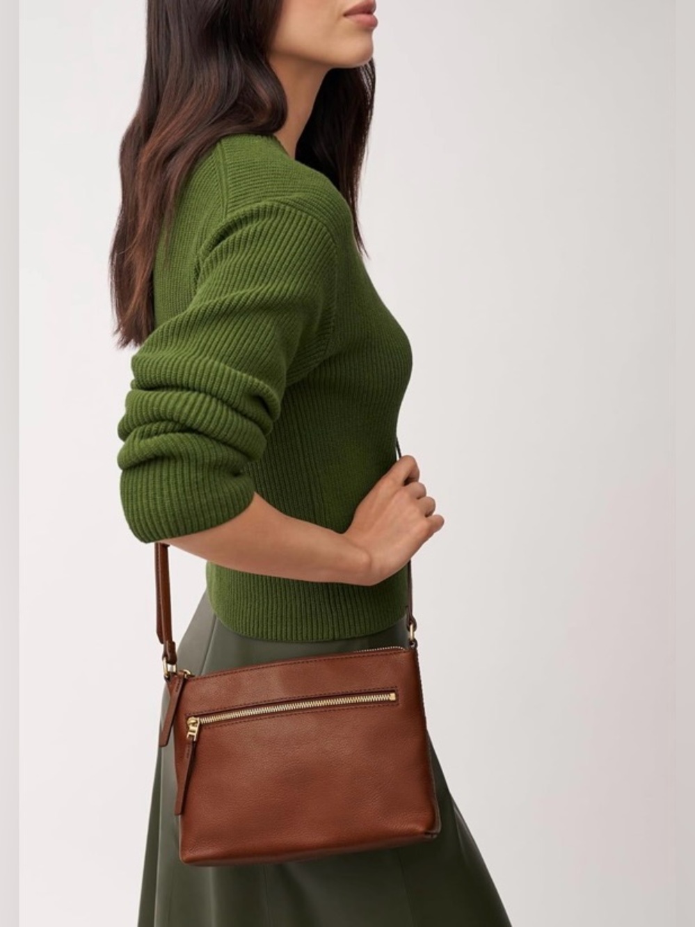 Fossil Brown Leather Crossbody Bag🤎✨
